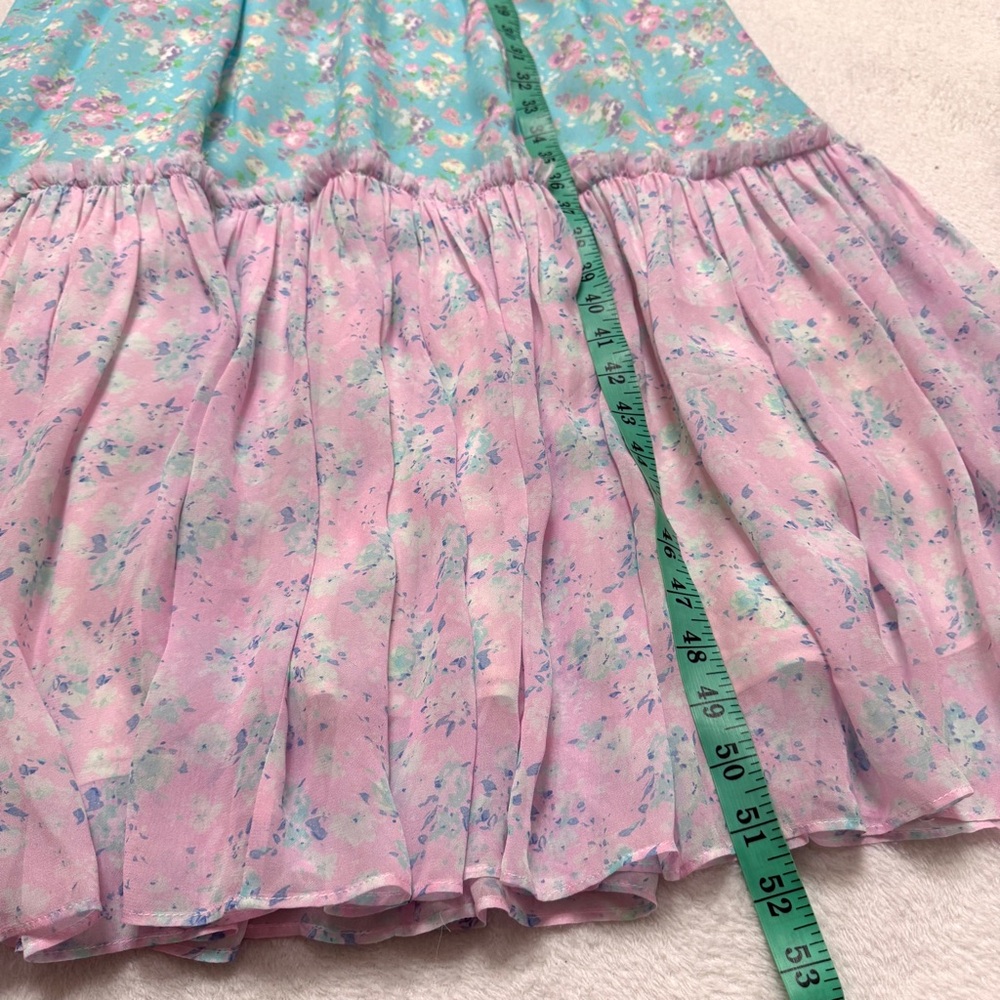 LoveShackFancy sz 4 Angie Maxi Dress Tiered Puff Sleeve Fuji Sunrise Print Mix - Picture 7 of 10